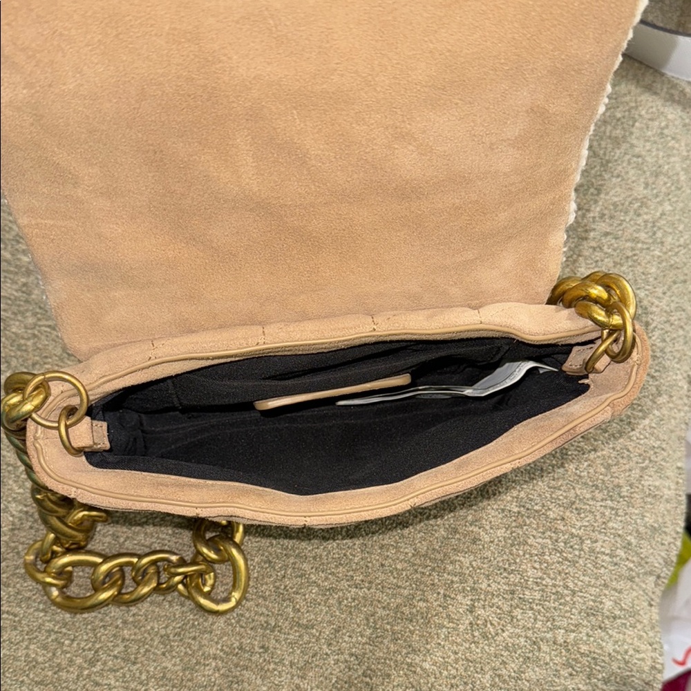 Zara Beige Quilted Leather Fleece Handbag - Picture 11 of 13